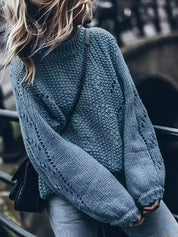 Nina Trui | Dames gebreide trui met geometrisch patroon en ronde hals