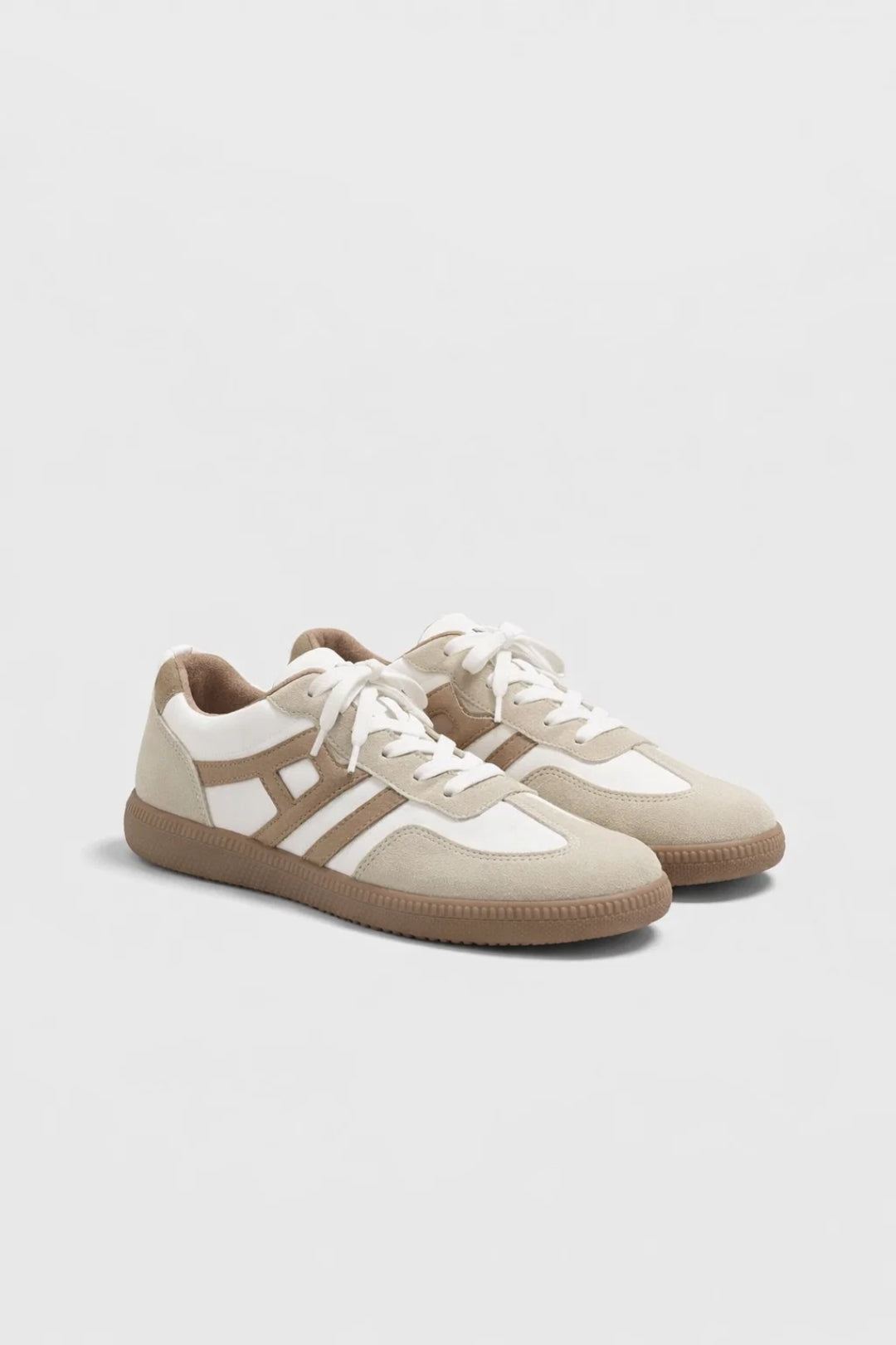 Dames Sneakers Suède Accenten Retro Comfortzool - Beige - Maelen