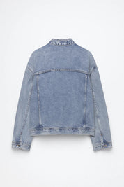 Klassieke Denim Jas Dames met Knoopsluiting - Lichtblauw - Maelen