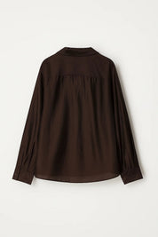 Minimalistische Damesblouse met Kraag en Relaxte Pasvorm - Donkerbruin / Lichtgeel / Wit - Maelen