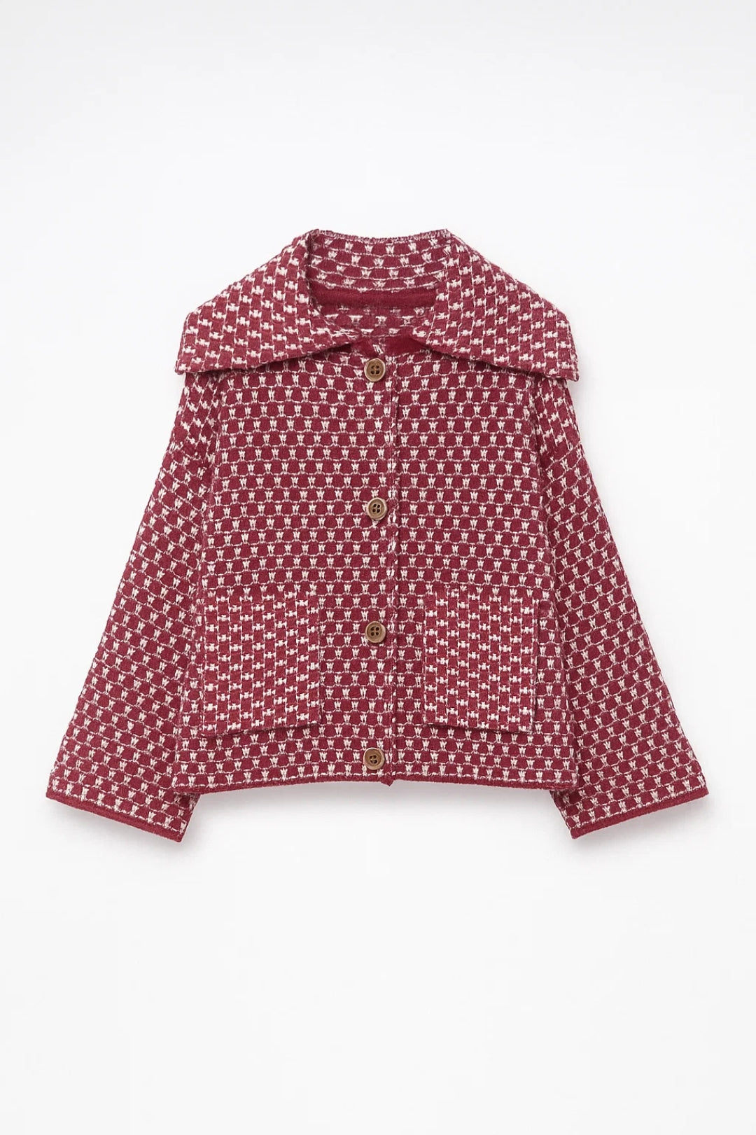 Cape Jas Dames Oversized met Print en Knoopsluiting - Rood / Bruin / Zwart - Maelen