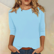 Dames Longsleeve Shirt Ronde Hals Effen Aansluitend - Roze / Wit / Paars - Maelen