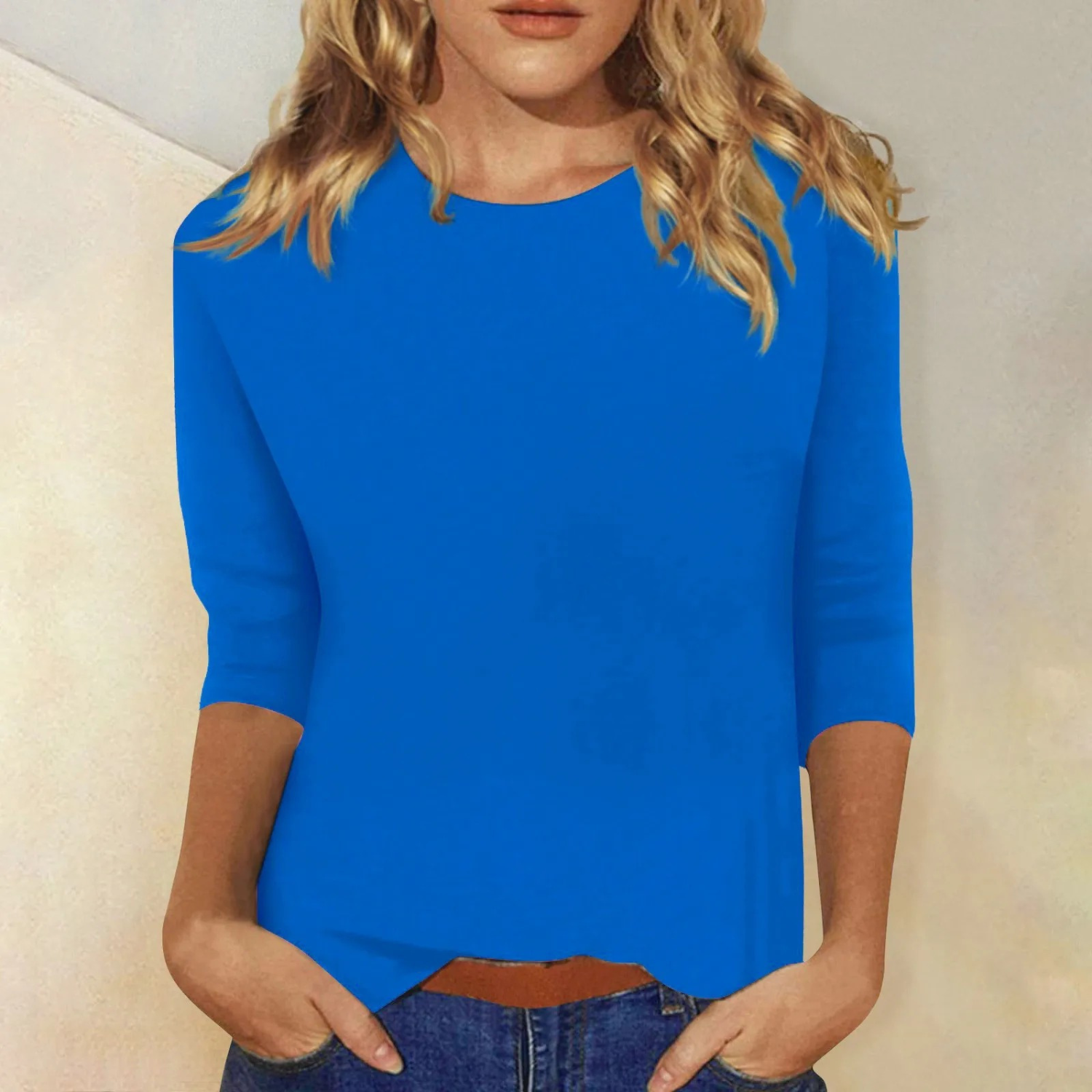 Dames Longsleeve Shirt Ronde Hals Effen Aansluitend - Roze / Wit / Paars - Maelen