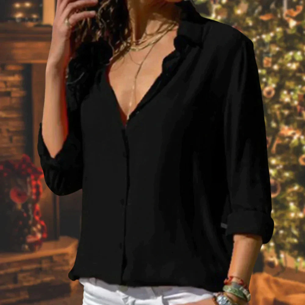 Giulia Blouse | Glanzende Feestblouse met Elegante Pasvorm en Soepele Stof