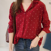 Valentina Polka Blouse | Damesblouse met Speels Stippenpatroon, Flatterende Snit en Lange Mouwen