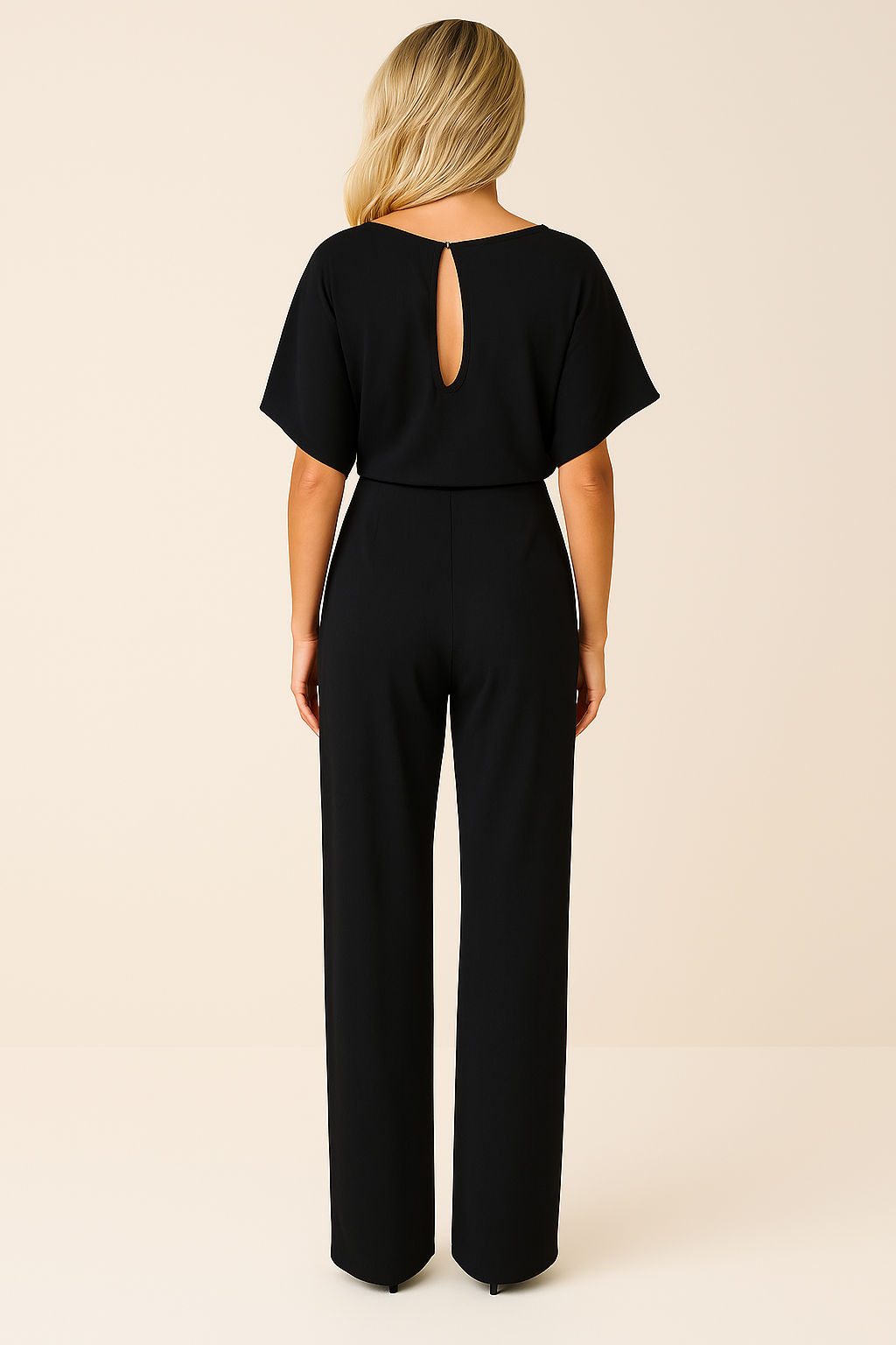 Nora | Jumpsuit Dames met Ceintuur en Wijde Pijpen - Veelzijdig, Luchtig en Kantoorklaar - Zwart / Rood / Beige