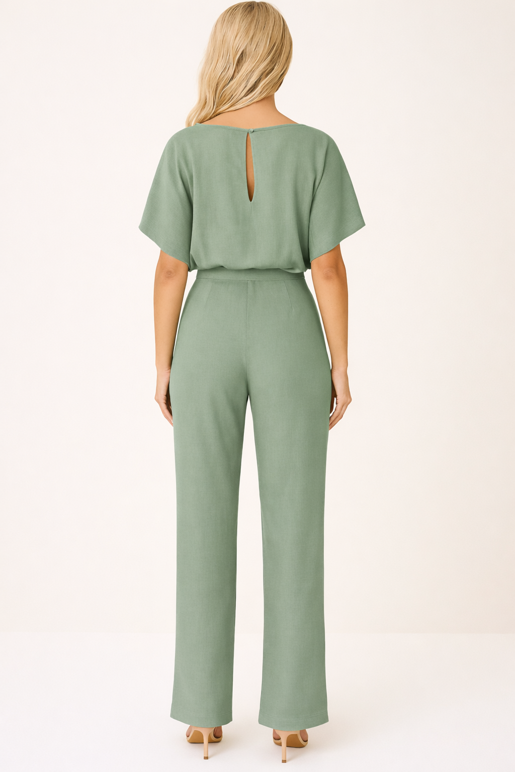 Nora | Jumpsuit Dames met Ceintuur en Wijde Pijpen - Veelzijdig, Luchtig en Kantoorklaar - Zwart / Rood / Beige