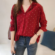Valentina Polka Blouse | Damesblouse met Speels Stippenpatroon, Flatterende Snit en Lange Mouwen