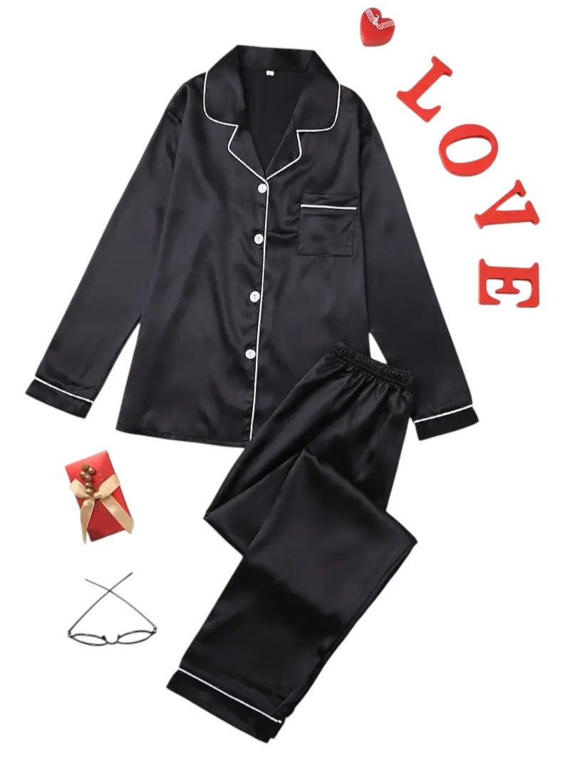 Giulia Dames pyjamaset satijn | Luxe satijnen pyjama met glans | Comfortabele slaapset