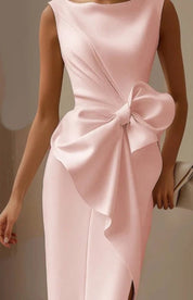 Elegante Cocktailjurk Dames Mouwloos met Gedrapeerd Detail en Grote Strik - Serena Lombardi