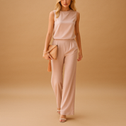 Noa dames jumpsuit – elegante one-piece met ronde hals en wijde pijpen