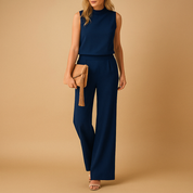Noa dames jumpsuit – elegante one-piece met ronde hals en wijde pijpen