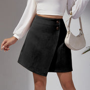 Giulia Moretti | Luxe Suède Minirok met Asymmetrisch Design