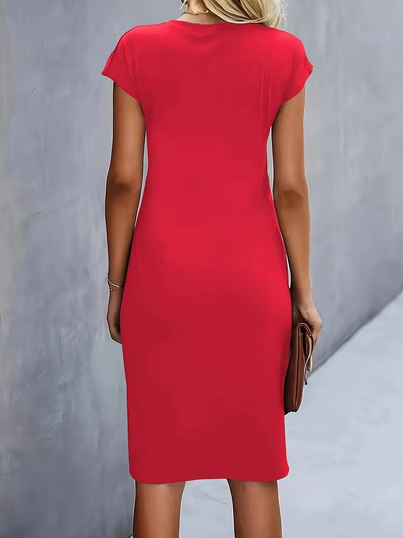 Getailleerde Midi Jurk Dames met Flatterend Silhouet en Korte Mouw - Anita Moreno