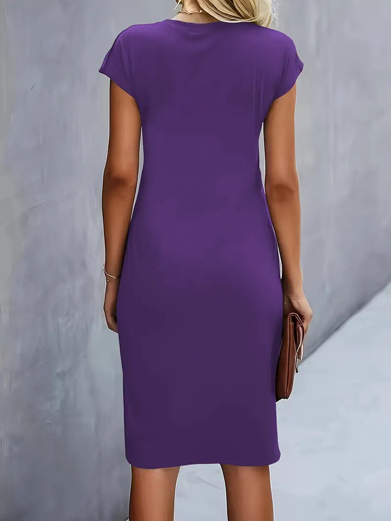 Getailleerde Midi Jurk Dames met Flatterend Silhouet en Korte Mouw - Anita Moreno