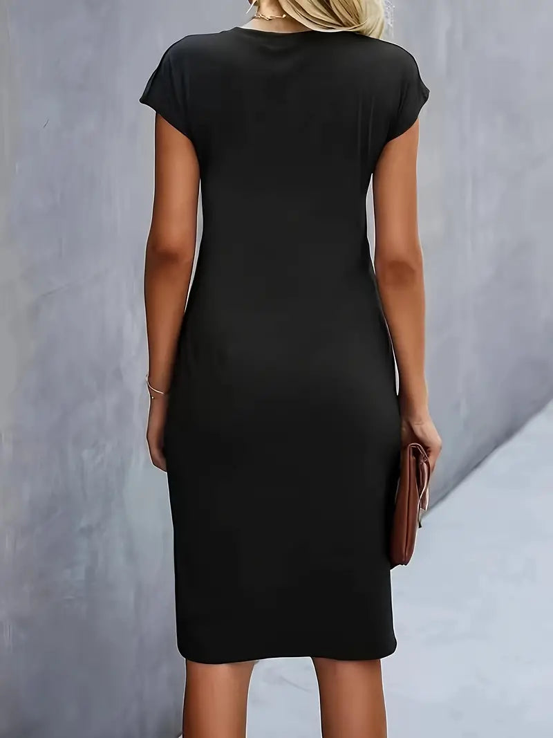 Getailleerde Midi Jurk Dames met Flatterend Silhouet en Korte Mouw - Anita Moreno