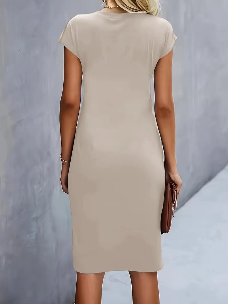 Getailleerde Midi Jurk Dames met Flatterend Silhouet en Korte Mouw - Anita Moreno