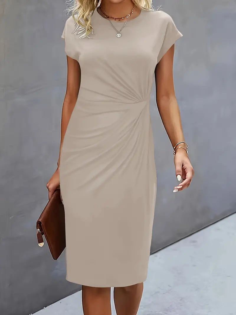 Getailleerde Midi Jurk Dames met Flatterend Silhouet en Korte Mouw - Anita Moreno