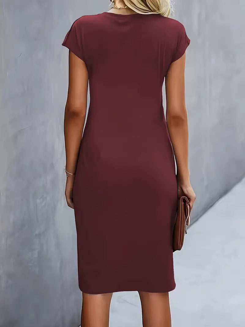 Getailleerde Midi Jurk Dames met Flatterend Silhouet en Korte Mouw - Anita Moreno