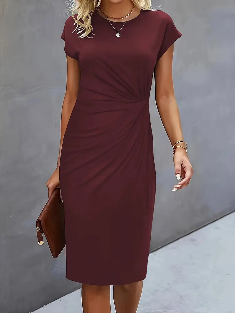 Getailleerde Midi Jurk Dames met Flatterend Silhouet en Korte Mouw - Anita Moreno