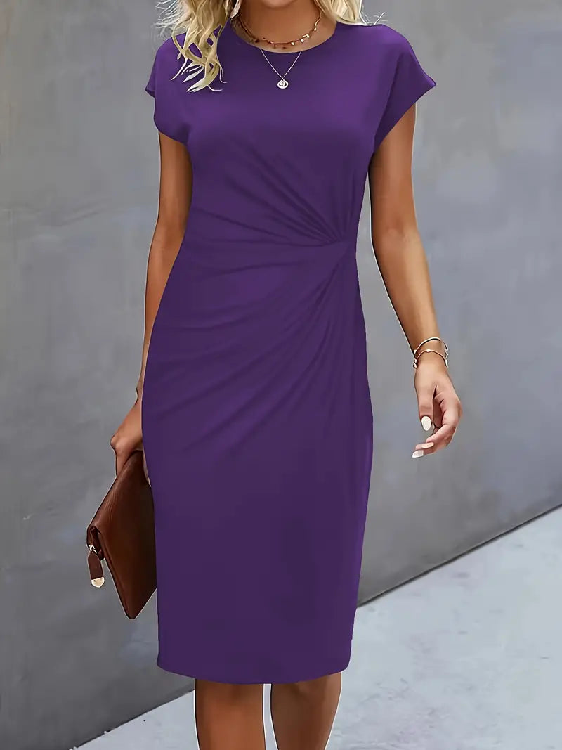 Getailleerde Midi Jurk Dames met Flatterend Silhouet en Korte Mouw - Anita Moreno