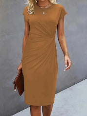Getailleerde Midi Jurk Dames met Flatterend Silhouet en Korte Mouw - Anita Moreno