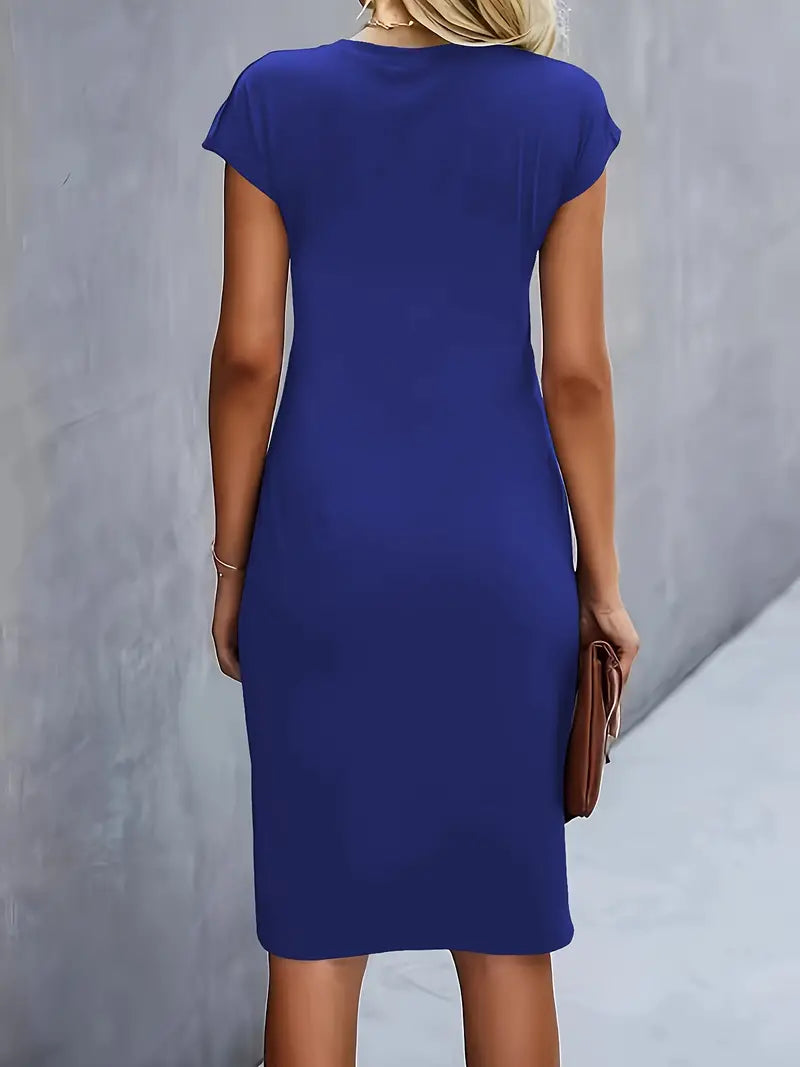 Getailleerde Midi Jurk Dames met Flatterend Silhouet en Korte Mouw - Anita Moreno