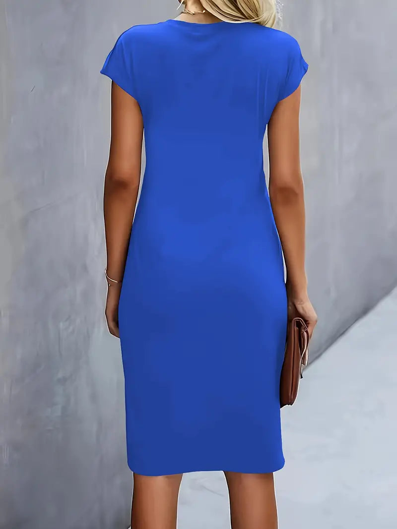 Getailleerde Midi Jurk Dames met Flatterend Silhouet en Korte Mouw - Anita Moreno