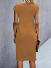 Getailleerde Midi Jurk Dames met Flatterend Silhouet en Korte Mouw - Anita Moreno