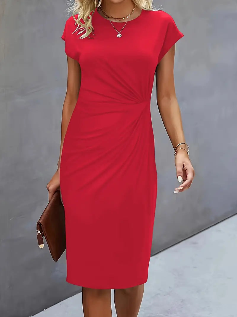 Getailleerde Midi Jurk Dames met Flatterend Silhouet en Korte Mouw - Anita Moreno