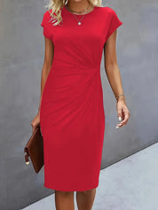 Getailleerde Midi Jurk Dames met Flatterend Silhouet en Korte Mouw - Anita Moreno