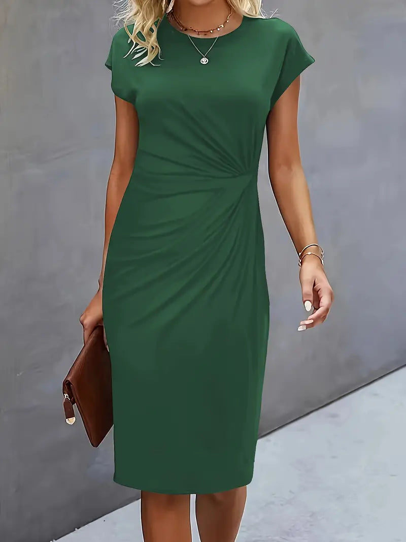 Getailleerde Midi Jurk Dames met Flatterend Silhouet en Korte Mouw - Anita Moreno