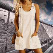 Dames Gestreepte Strandjurk Korte Mouwen A-lijn Casual Zomer - Blauw / Beige / Rood - Maelen