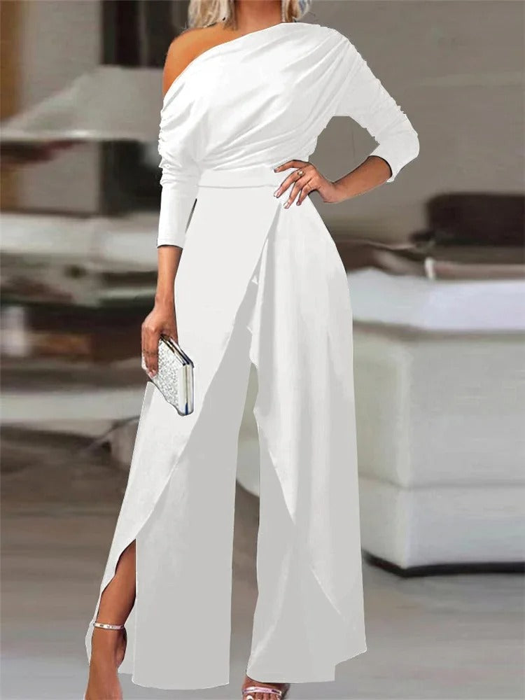 Alessia Jumpsuit | Off-Shoulder Damesjumpsuit met Split en Elegante Taille