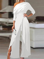 Alessia Jumpsuit | Off-Shoulder Damesjumpsuit met Split en Elegante Taille