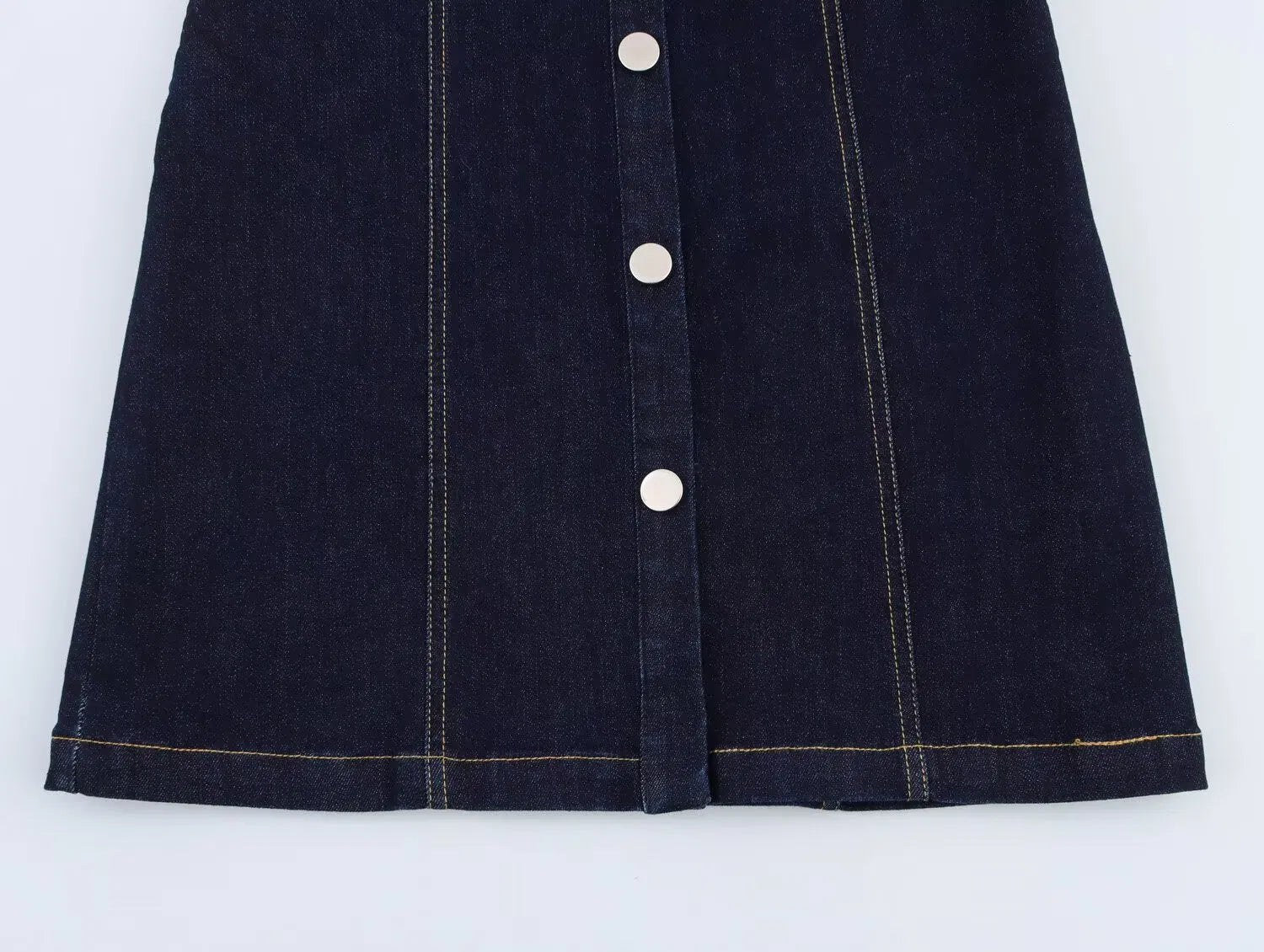 Denim Mini Jurk Dames Mouwloos met Knoopjes en Borstzakken - Donkerblauw - Maelen