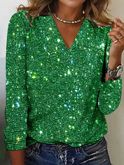 Elena Moretti | Glitter V-hals Blouse