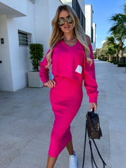Matching Set Dames Sweatshirt En Midi Rok | Co-ord Set Elegant En Casual – Nova Milana