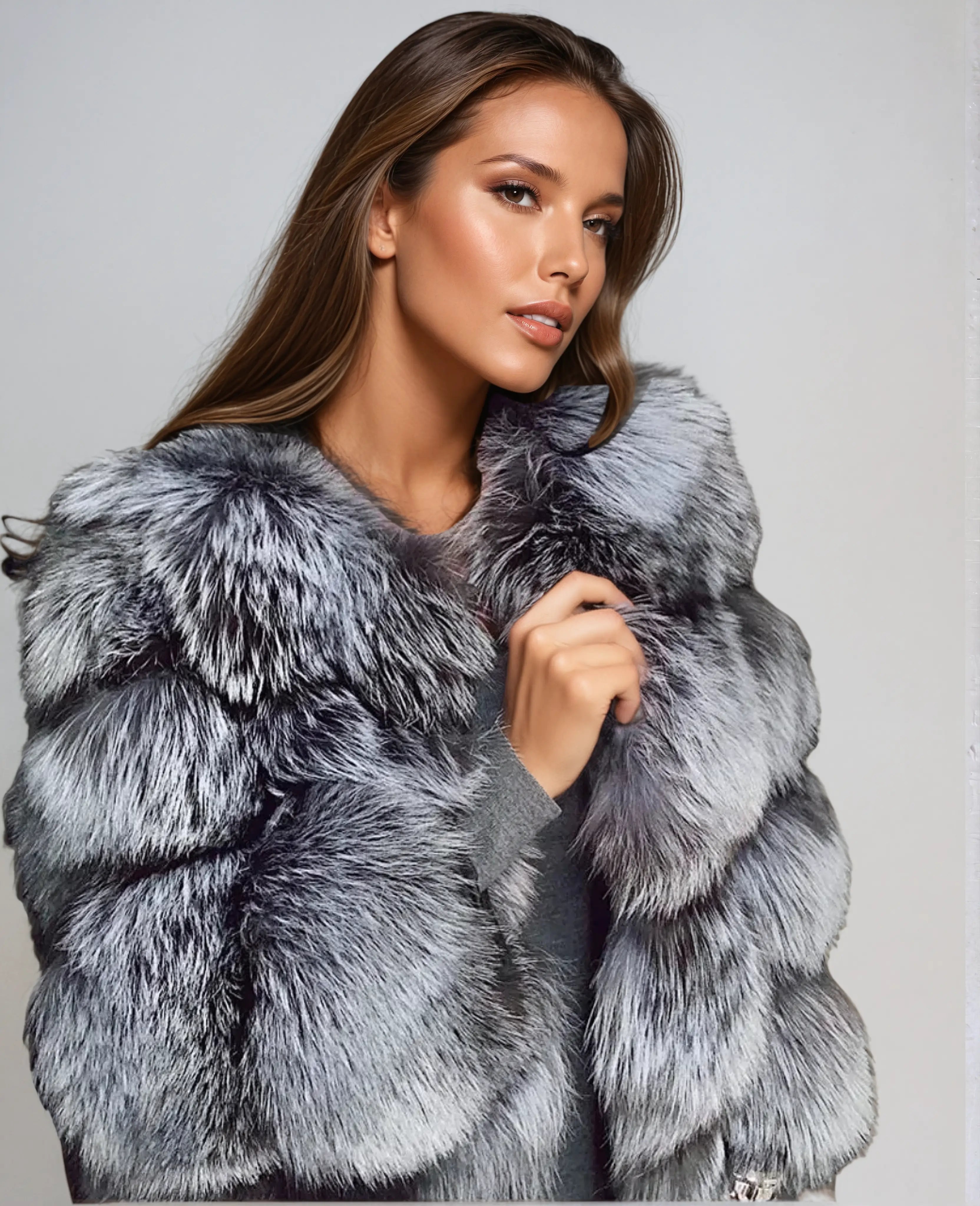 Elena Luxe kunstbont jas dames – warme volumineuze winterjas in elegante stijl