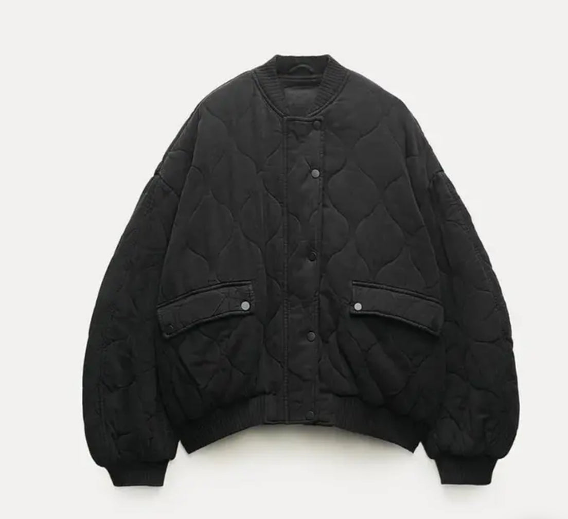Sienna Gewatteerde bomber winterjas dames – oversized quilted jas met casual look