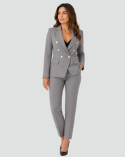Dameskostuum Ceremonieel Dubbelrijk Blazer Broek Korte Jas Broekpak met Gouden Knopen - Zwart/Beige/Rood