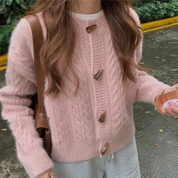 Livia Vest | Gebreid Damesvest met Retro Knopen en Losvallende Pasvorm