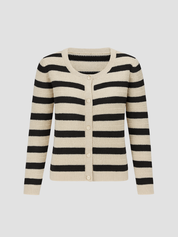 Allegra Gestreepte dames cardigan van zacht breisel – casual elegant vest met knoopsluiting