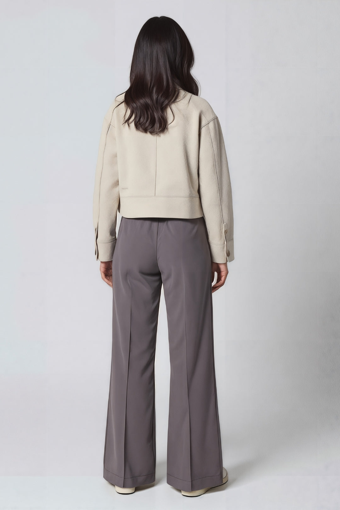 Dames Utility Jas Kort Knopen Relaxte Pasvorm Casual - Beige / Zwart - Maelen