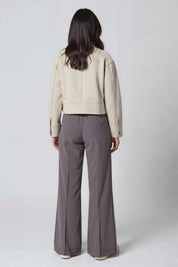 Dames Utility Jas Kort Knopen Relaxte Pasvorm Casual - Beige / Zwart - Maelen