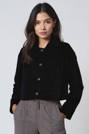 Dames Utility Jas Kort Knopen Relaxte Pasvorm Casual - Beige / Zwart - Maelen