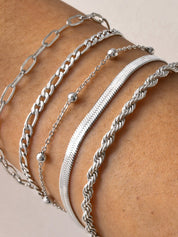 Armbandenset Dames met 5 Stuks Verstelbaar Titanium Staal - Goud / Zilver - Maelen