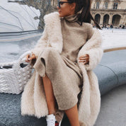 Valeria Teddy Jas voor dames | Lange Wollen Winterjas met Chique Pasvorm