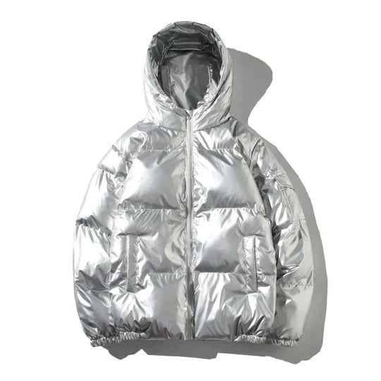 Leonardo Winddichte metallic puffer winterjas heren – warme en waterafstotende jas voor koude dagen
