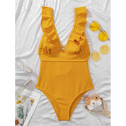 Boho Badpak | Sexy Badpak met Lage V-Hals, Ruches en Rugsluiting